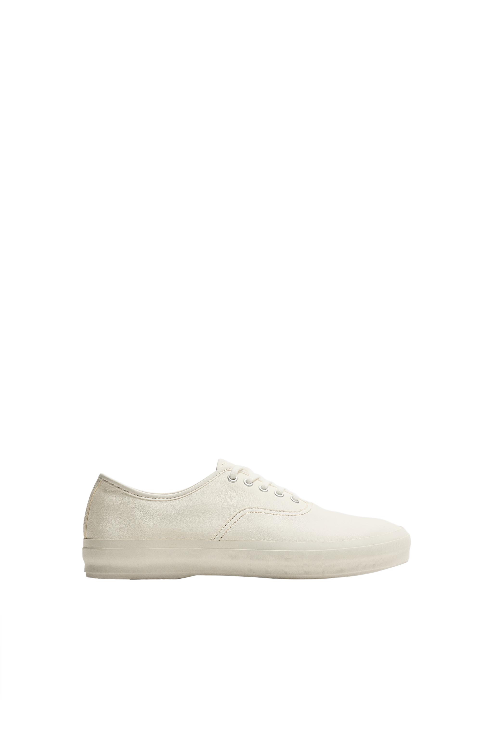 LEATHER SNEAKERS - White | ZARA United States