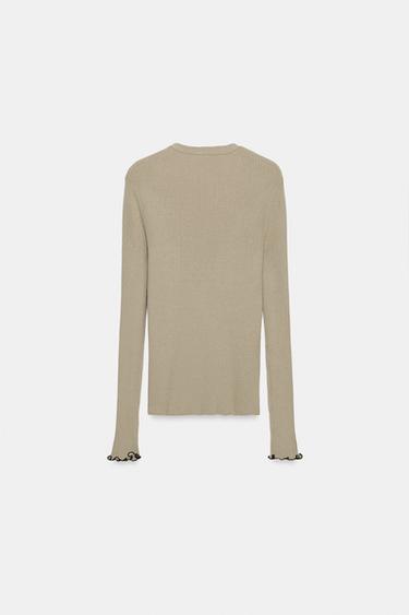 GILET EN MAILLE CÔTELÉE AVEC LISERÉS EN CONTRASTE - Pierre de Zara - Image 7