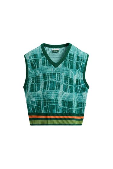 Zara GRAPHIC PRINT KNIT VEST © OTIS KWAME KYE QUAICOE - Emerald - Image 0