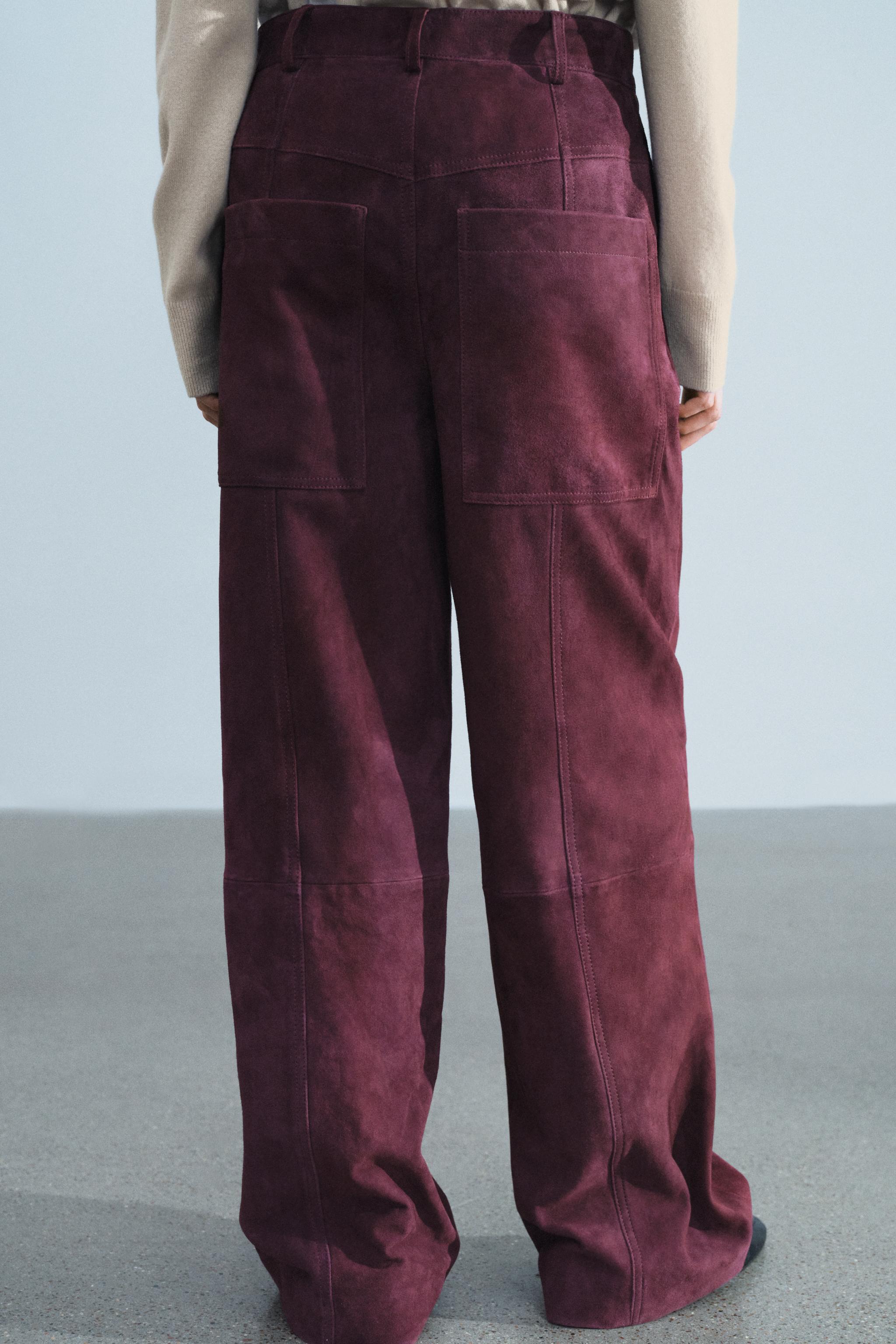 PANTALON EN CUIR DAIM 100 % AVEC POCHES ZW COLLECTION