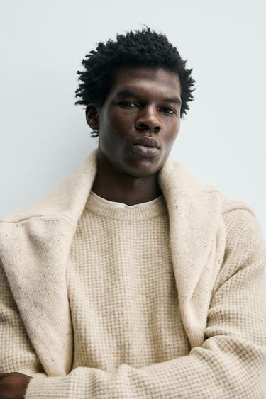 REGULAR FIT WAFFLE-KNIT JUMPER - Ecru by Zara