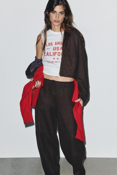 SOFT STRAIGHT-LEG TROUSERS - Brown by Zara