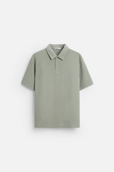TEXTURED POLO SHIRT - Light green by Zara