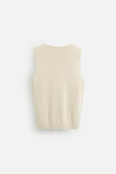 DÉBARDEUR EN MAILLE COUPE DÉCONTRACTÉE - Beige clair de Zara - Image 7