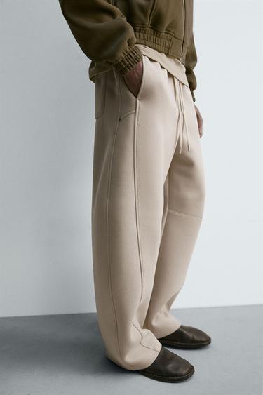 NEOPRENE-EFFECT BALLOON FIT TROUSERS - Stone by Zara - Image 4