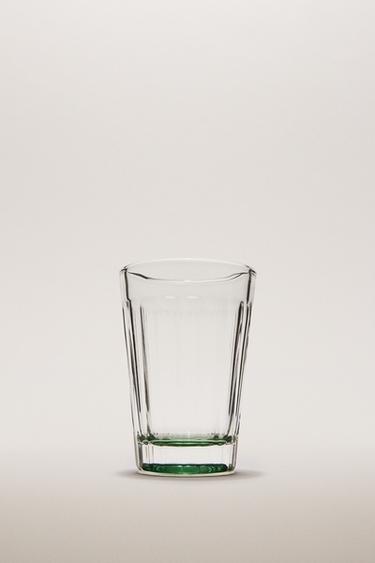 VASO VIDRIO RELIEVE BASE COLOR - Verde de Zara