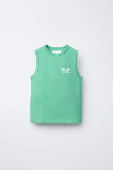 LOGO SLEEVELESS T-SHIRT - Green by Zara