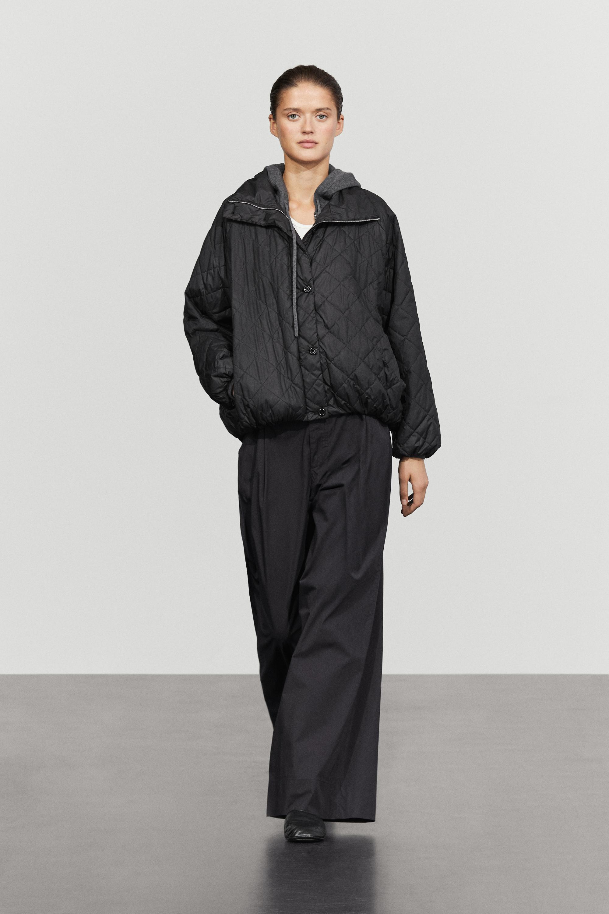 High neck quilted bomber jacket — Black