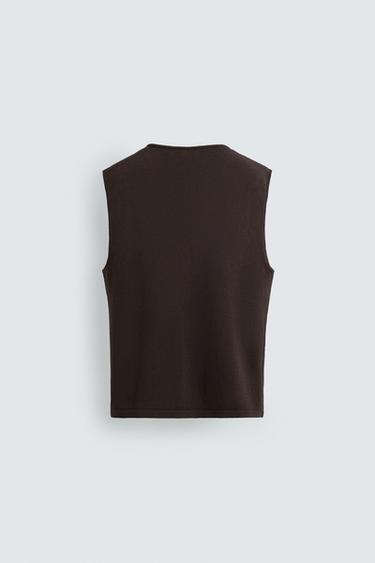KNIT COTTON WAISTCOAT - Brown by Zara - Image 7