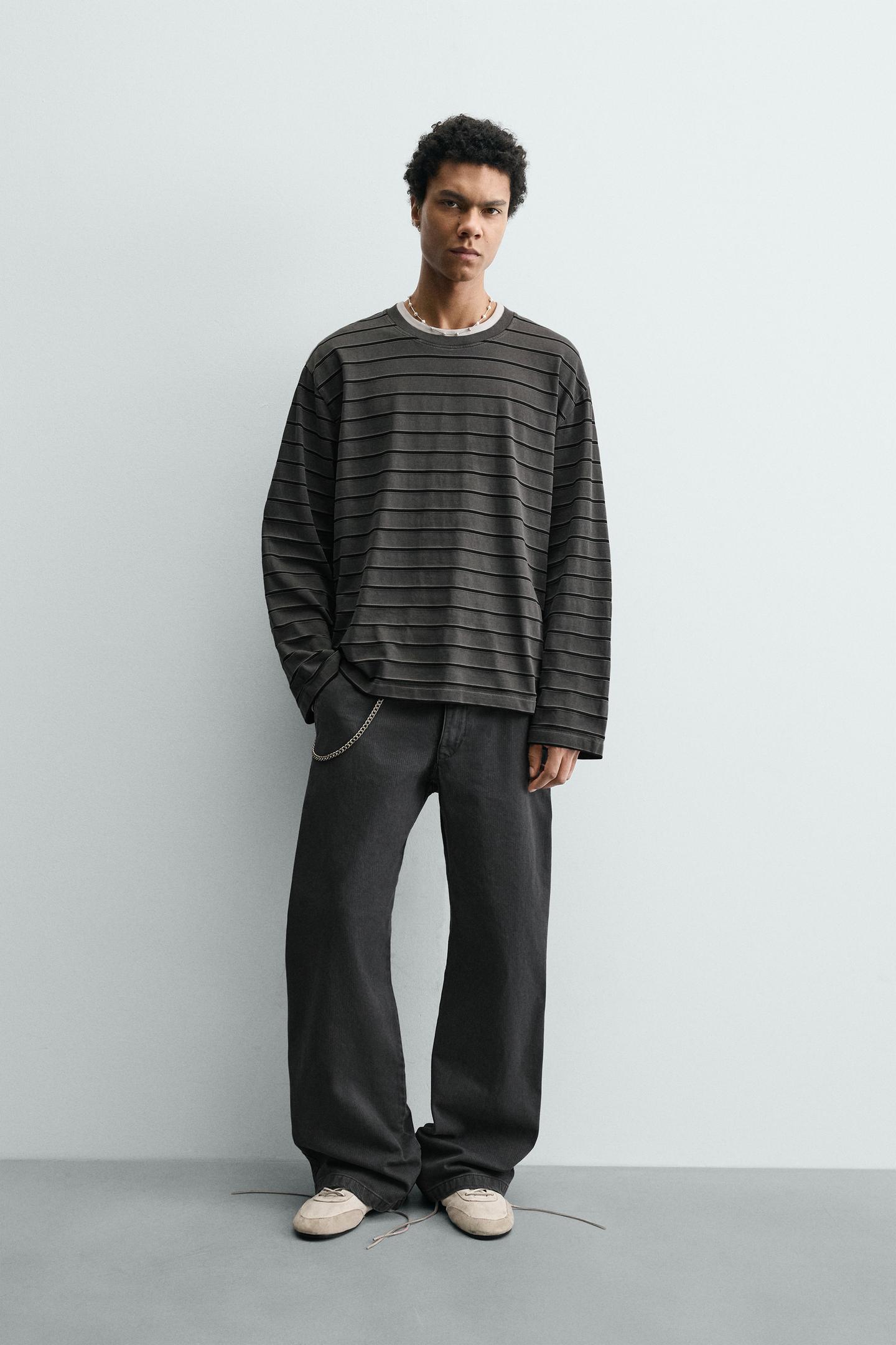 ZARA STRIPED JACQUARD T-SHIRT