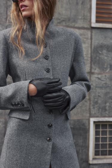 100% LEATHER SHORT GLOVES WITH TIE — Black 2