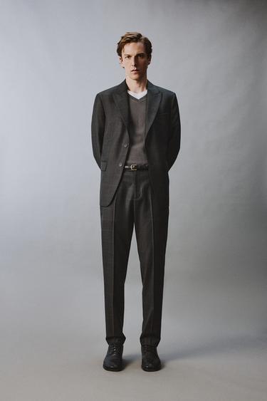 BLAZER TRAJE CUADROS 100% LANA - Marengo vigoré de Zara - Imagen 0