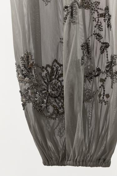 EMBROIDERED SAROUEL TROUSERS - Light grey by Zara - Image 5