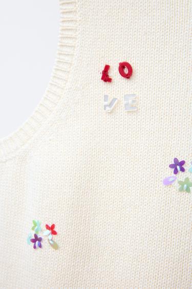 BEADED KNIT TOP - Ecru by Zara - Image 2