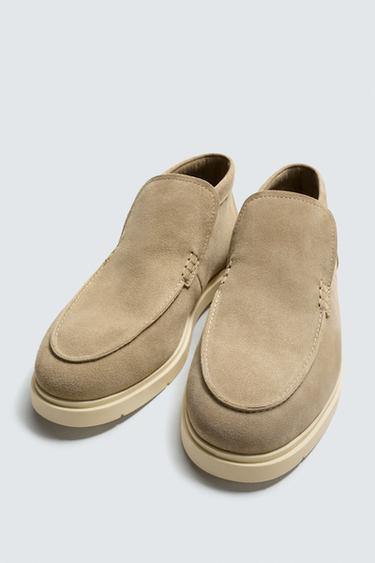 CASUAL LEATHER BOOTS - Beige by Zara - Image 1