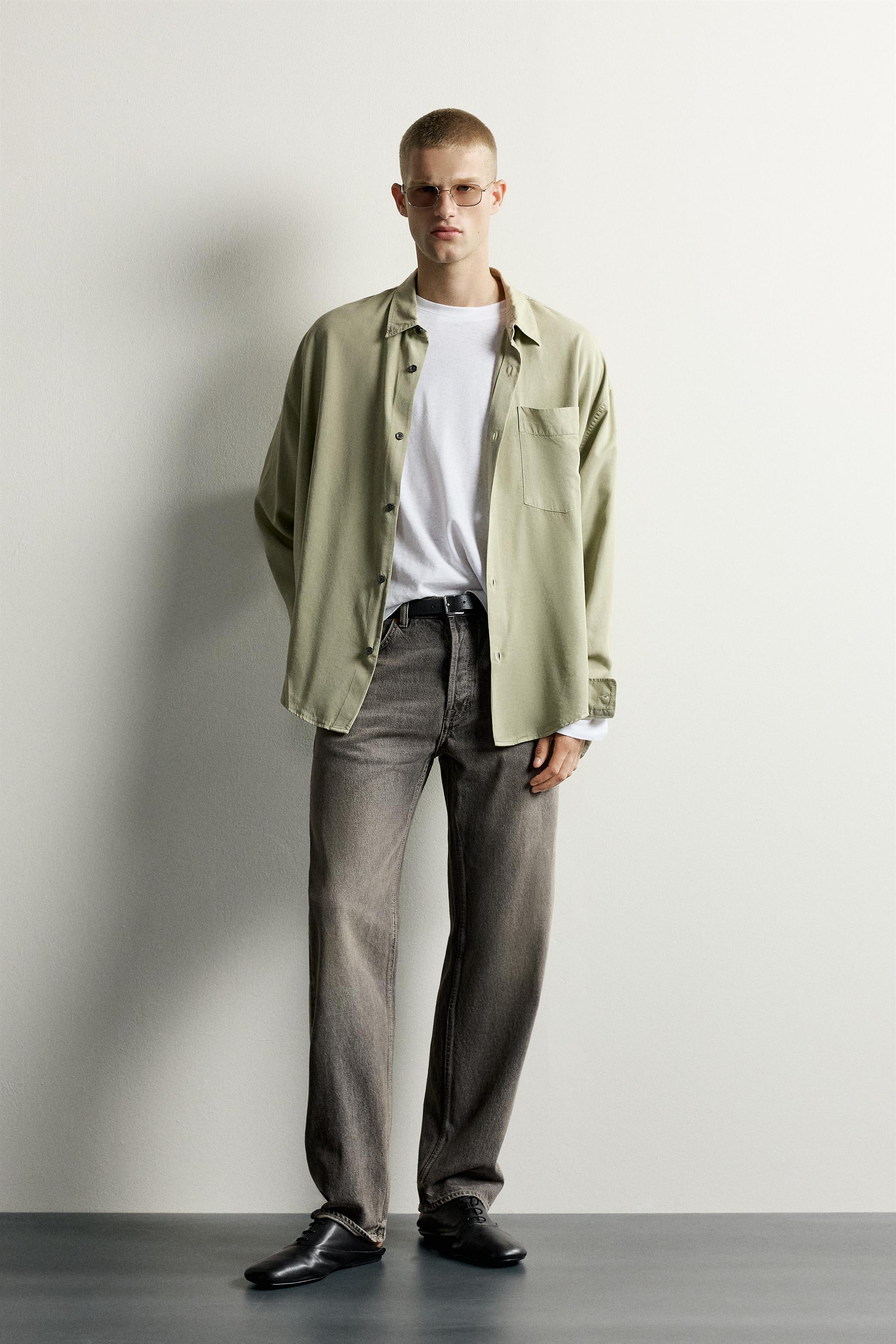 Zara RELAXED FIT DÖKÜMLÜ GÖMLEK
