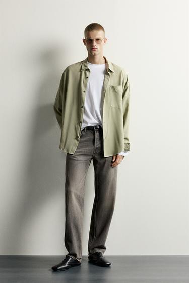 RELAXED FIT FLUID SHIRT - Green by Zara - Image 0