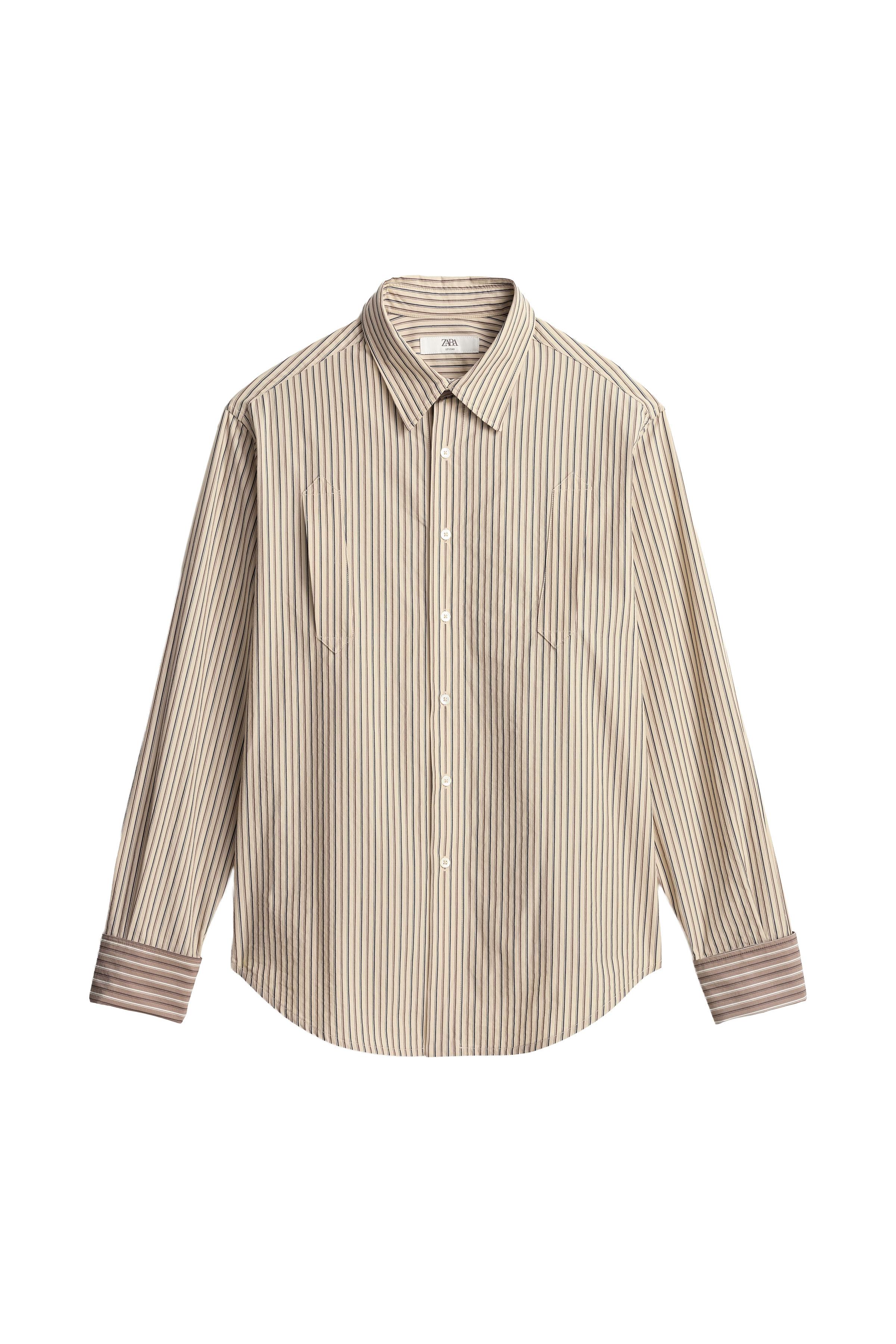 RELAXED-FIT COMBINED STRIPE SHIRT
