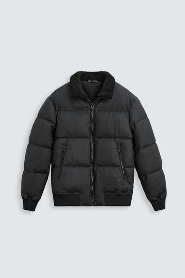 CAZADORA ACOLCHADO ENGOMADO - Negro de Zara