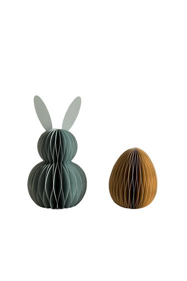 SADA DEKORATIVNÍCH VELIKONOČNÍCH OZDOB Z PAPÍRU (SADA 2 KS) - Smetanová od Zara
