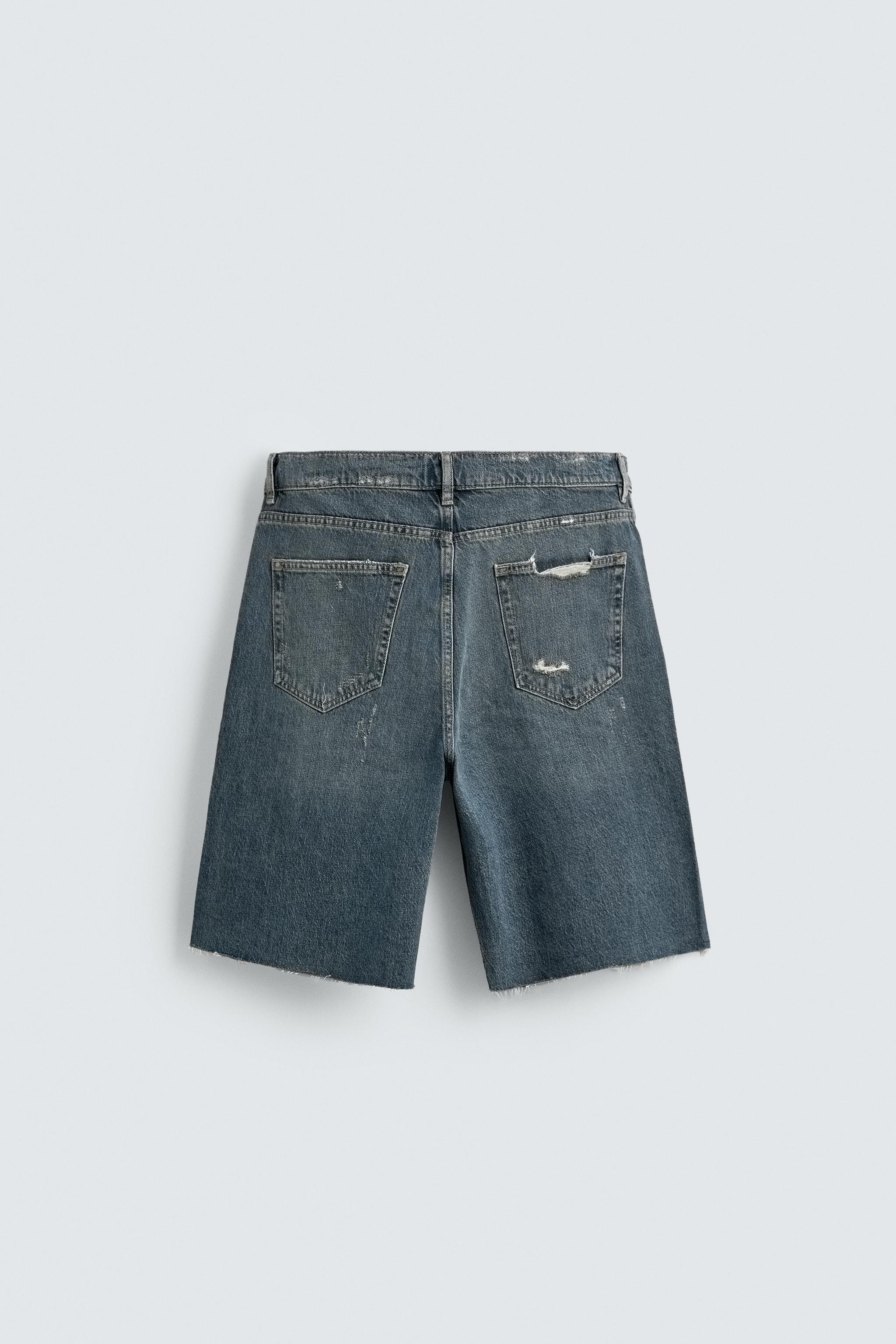 RIPPED RELAXED FIT DENIM SHORTS
