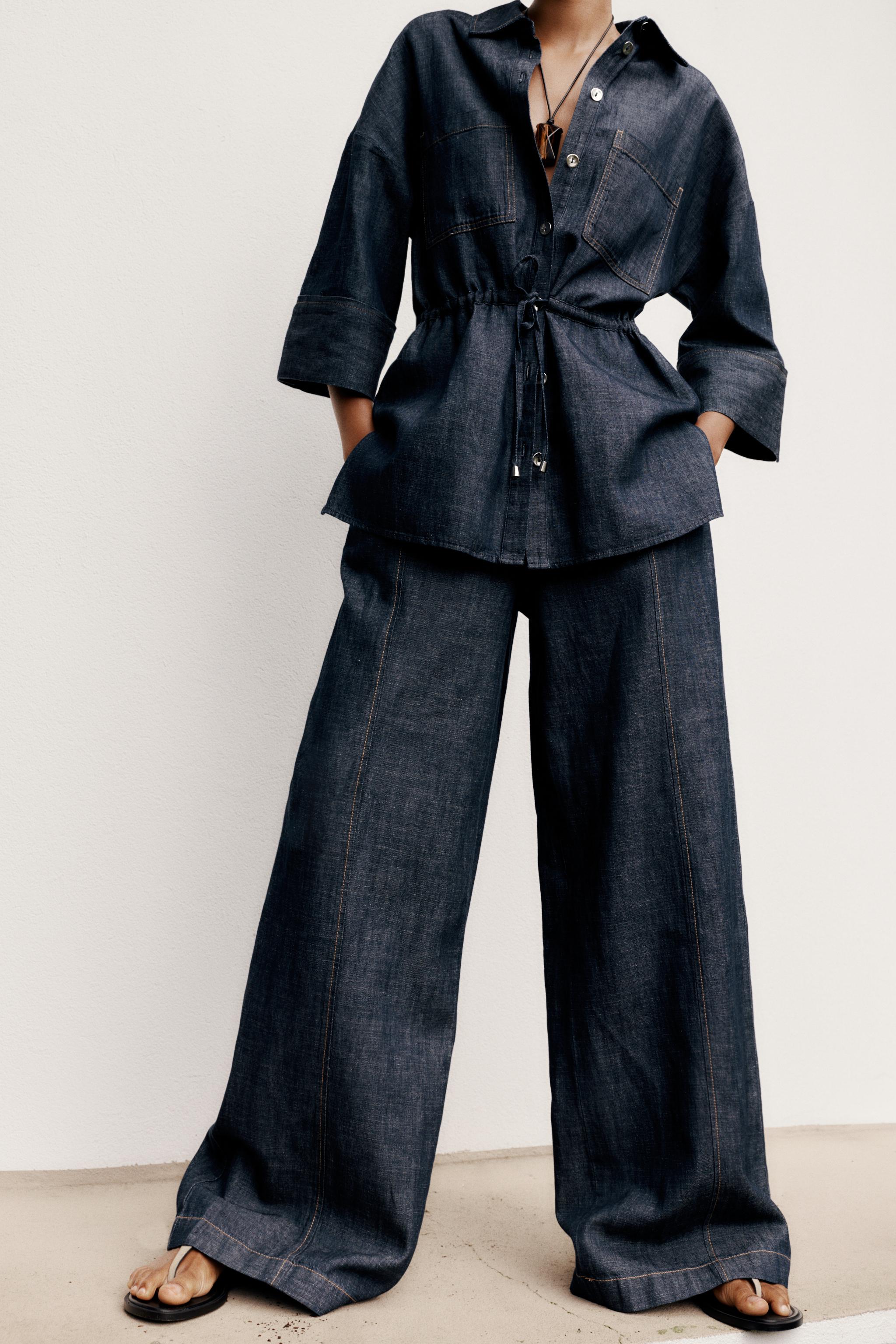 PANTALON LARGE AVEC LIN