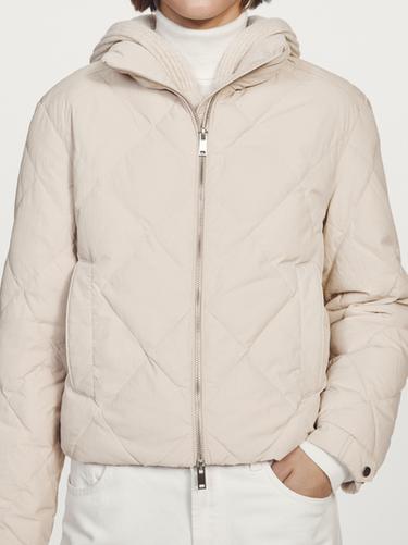 Zara Short water-repellent down jacket - Ecru