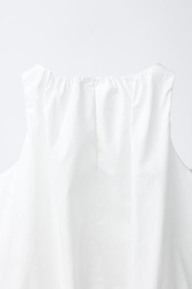 TOP BOUFFANT EN POPELINE - Blanc de Zara - Image 3