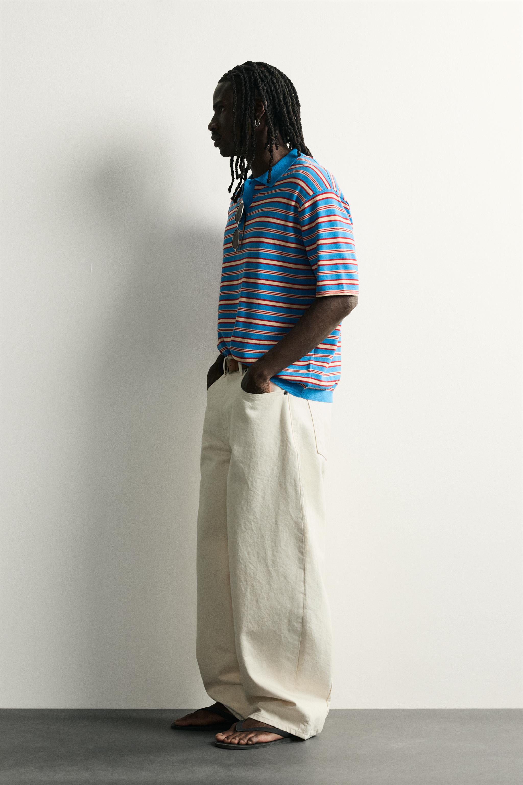 Мужские свитеры Zara STRIPED JACQUARD KNIT POLO — фото 4