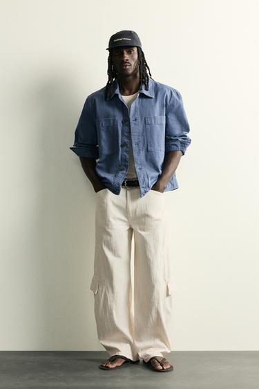 Zara 燈籠版工裝牛仔褲 - 白色 - 圖片 0