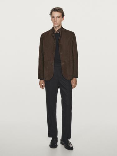 Pantalon à pinces en flanelle de laine mélangée - Noir de Zara