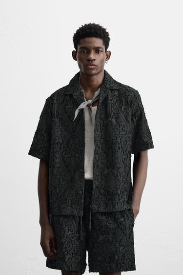 GEOMETRIC JACQUARD SHIRT - Black by Zara