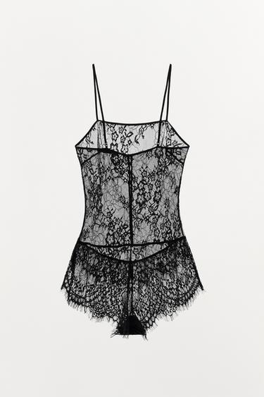 COMBINAISON À BRETELLES EN DENTELLE - Noir de Zara - Image 5