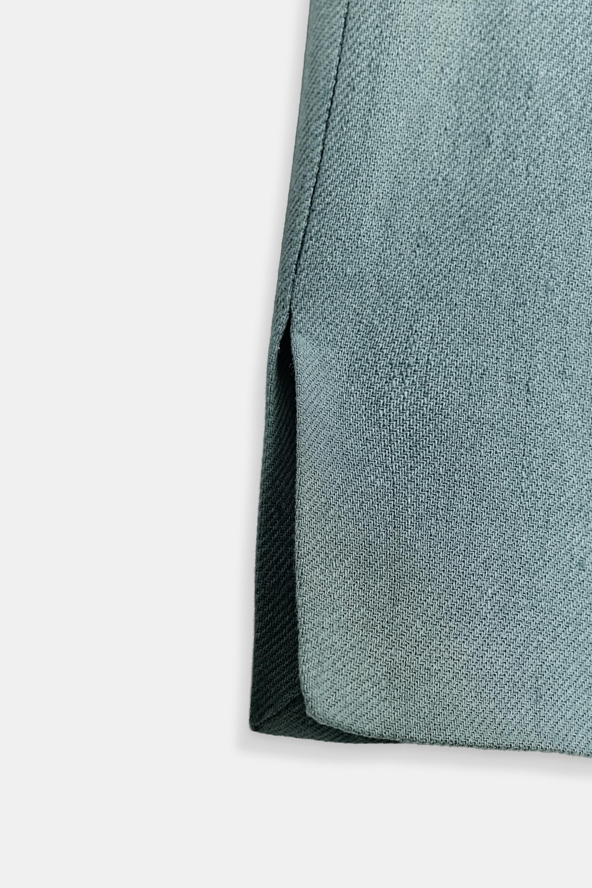 Женские пиджаки Zara ZW COLLECTION CROPPED LINEN BLAZER — фото 9