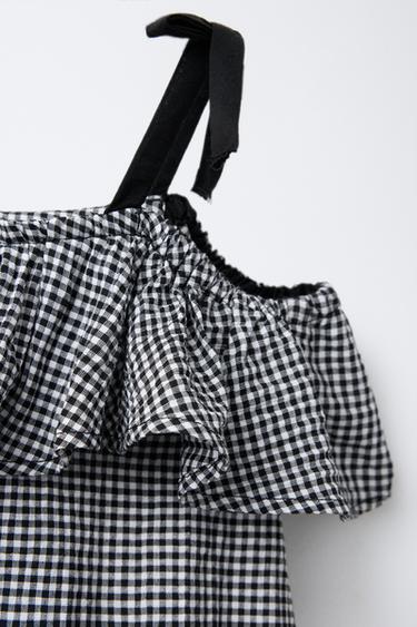 TOP À CARREAUX VICHY - Blanc / Noir de Zara - Image 2