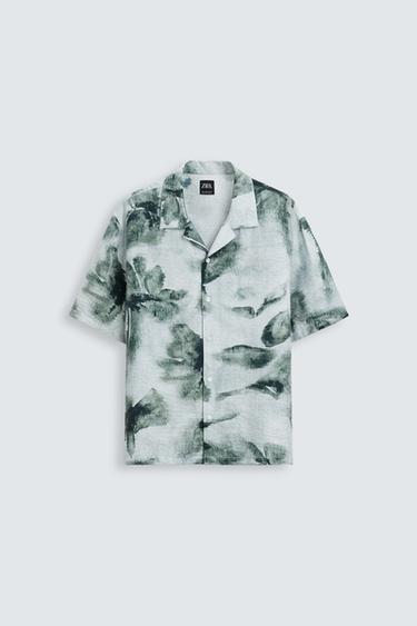 ABSTRACT PRINT SHIRT - Green / Ecru by Zara