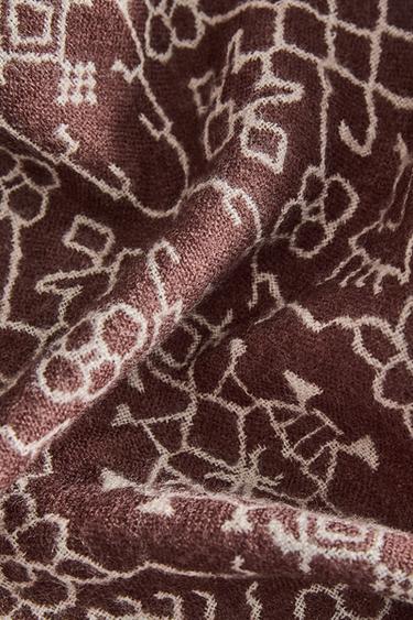 MANTA DE JACQUARD - Marrom da Zara