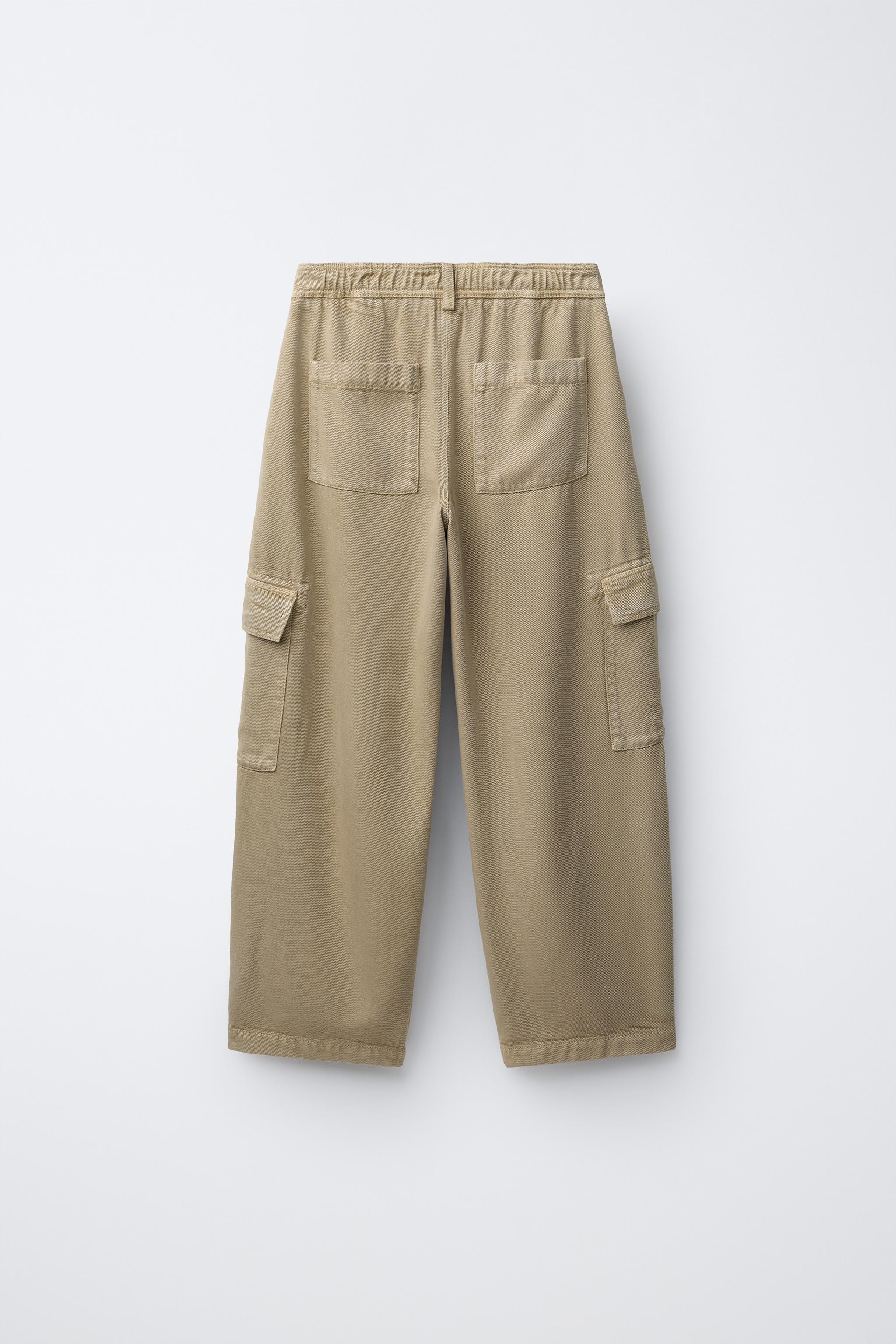 BARREL CARGO FLOWY PANTS — Beige