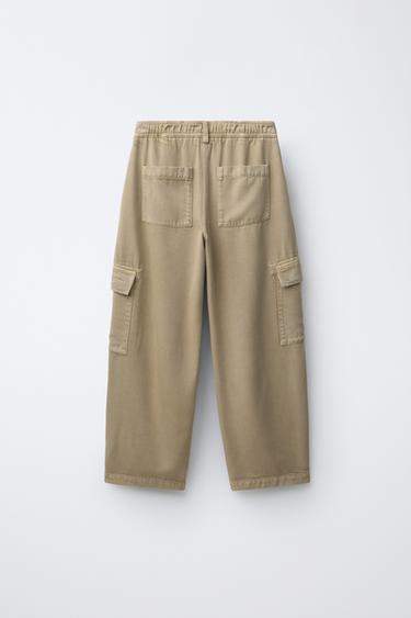 LOOSE FIT BARREL CARGO TROUSERS - Beige by Zara - Image 1