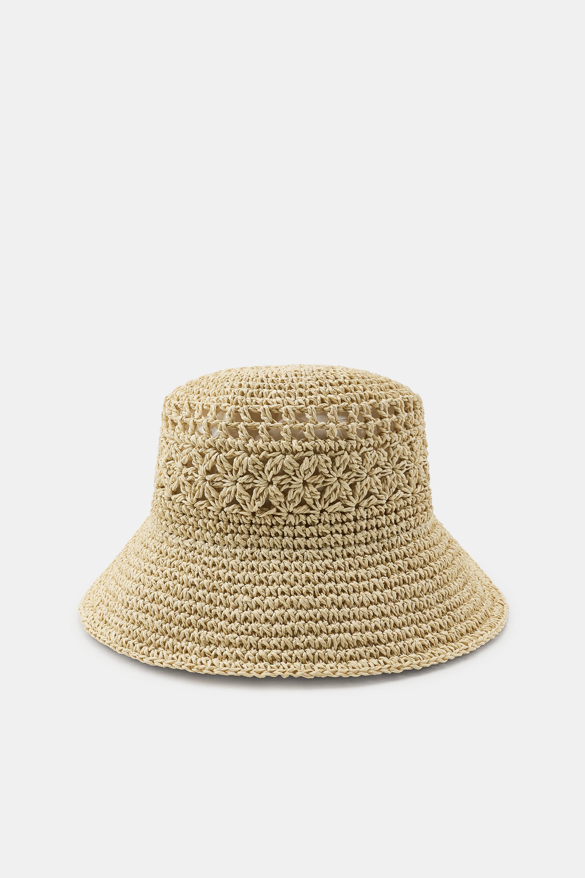 WOVEN BUCKET HAT — Light beige