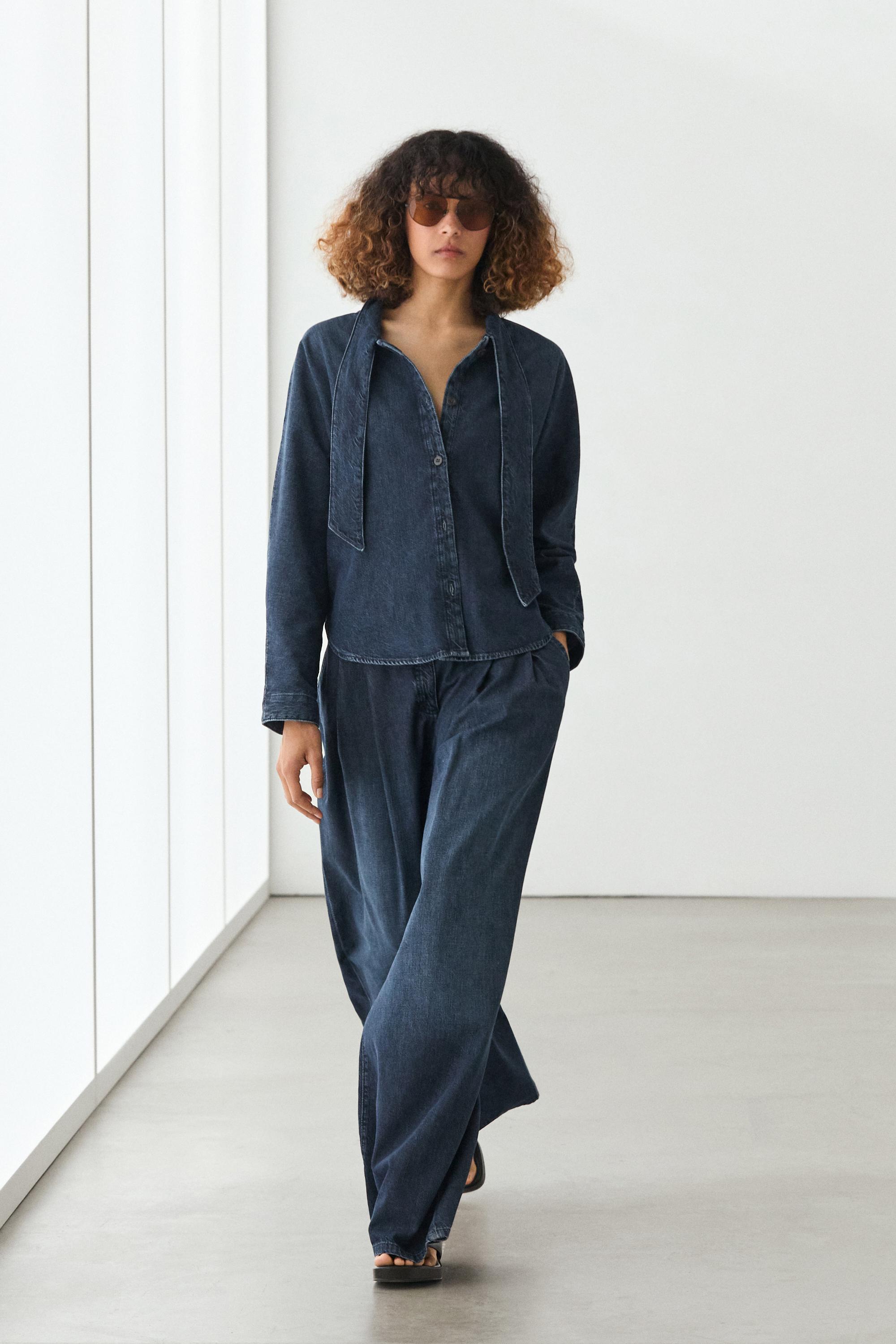 Denim shirt with collar detail