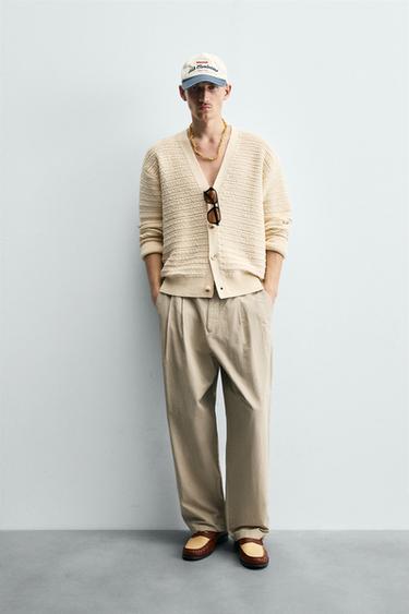 CARDIGAN ESTRUCTURA ALGODÓN - Beige de Zara - Imagen 0