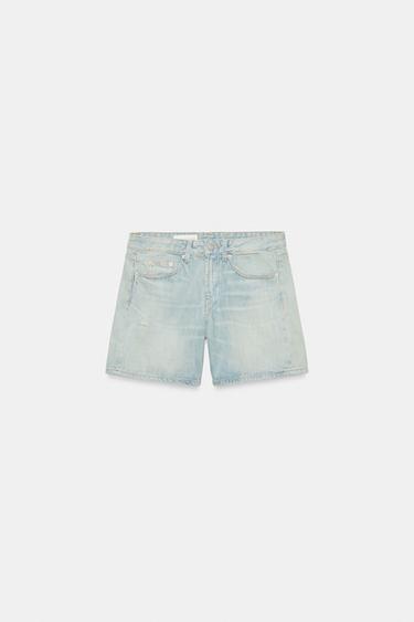 REGULAR FIT MID-WAIST DENIM BERMUDA SHORTS - Light blue by Zara - Image 0