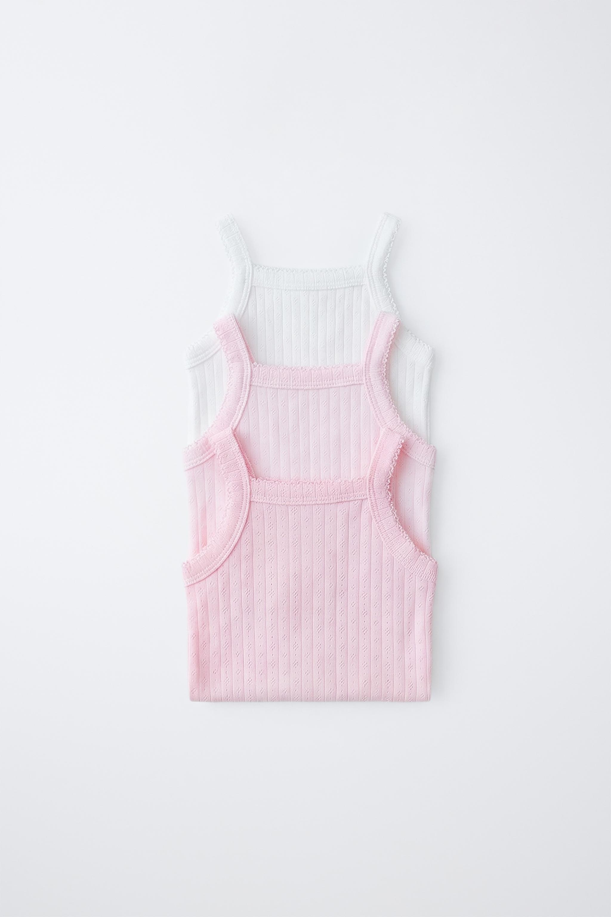 THREE-PACK OF POINTELLE STRAP BODYSUITS — Pink (alternate view)