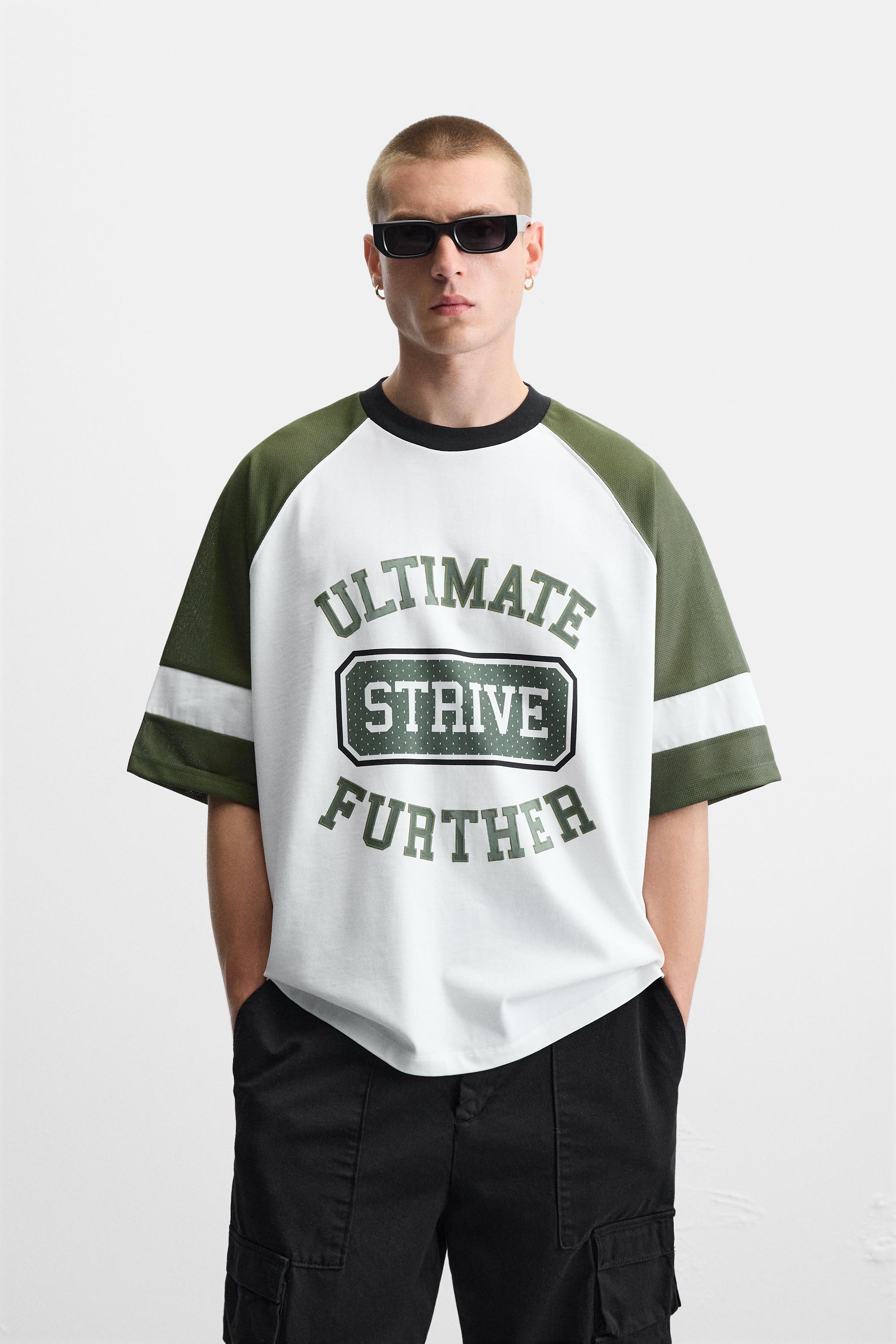 レトロフットボールTシャツ - 生成り/カーキ | ZARA Japan / 日本