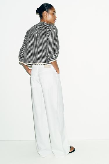 GINGHAM CHECK CROCHET JACKET - Black / White by Zara - Image 5