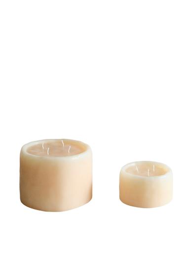 Zara BEIGE DECORATIVE PILLAR CANDLE - Cream
