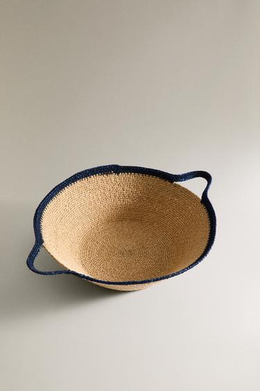 SEAGRASS BASKET WITH HANDLES - Blue by Zara - Image 1