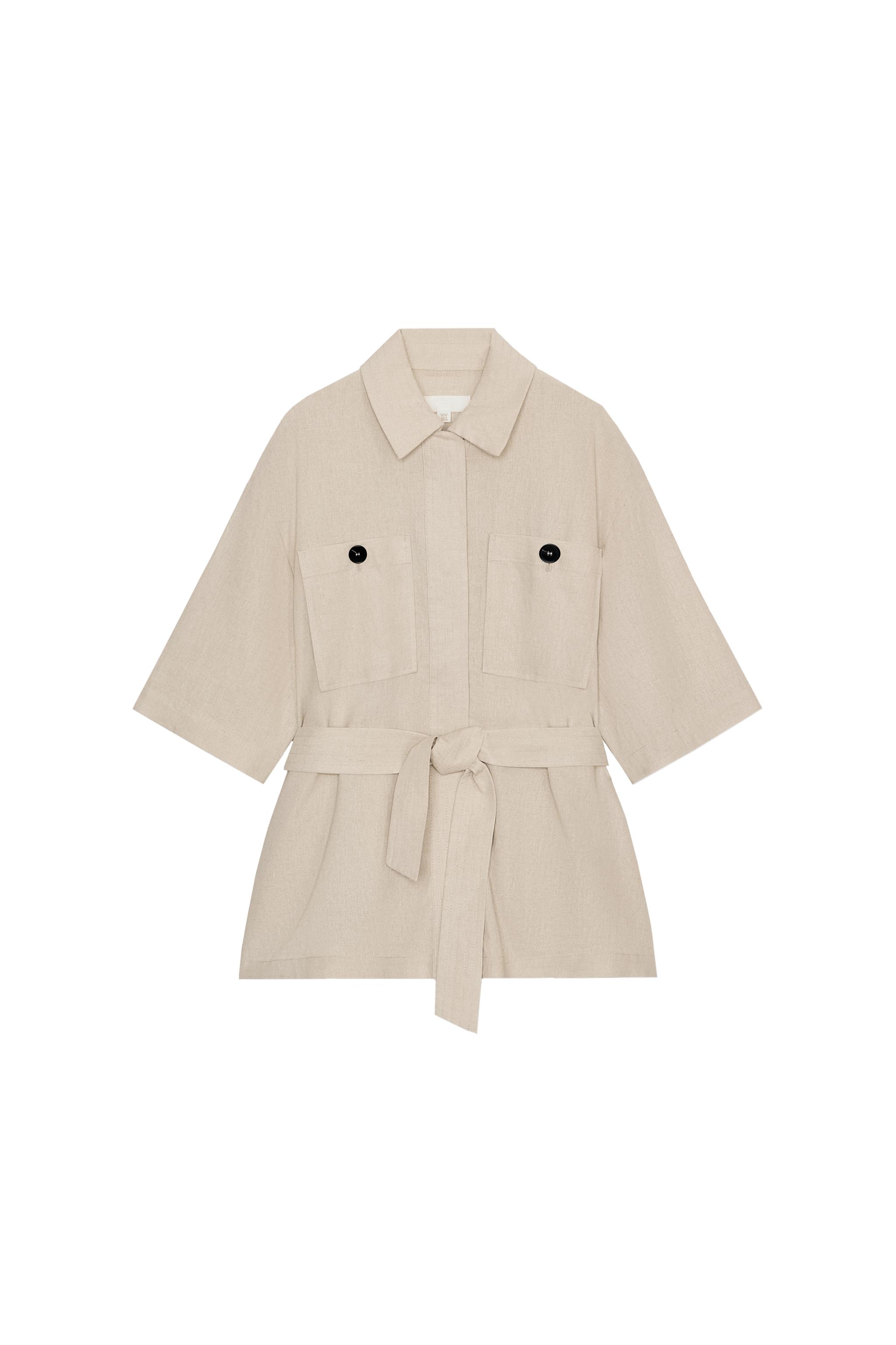 BELTED LINEN SAFARI JACKET