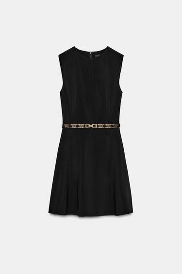 MINI DRESS WITH GOLDEN BELT - Black by Zara - Image 6